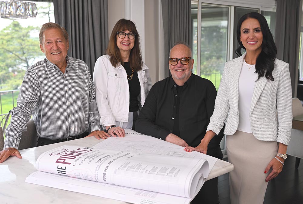 Tom Shubalis, Cathy Mantuano, Chef Tony Mantuano and Marianna Shubalis (Bannos), co-owners of The Purple Pig, which is opening in Oak Brook later this year. <br><i>Photo by Victor Hilitski</i>