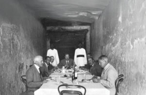 Lunch for Eygptologists in Tomb of King Tut. Former Downers Grove resident Dr. J.H. Breasted front left.