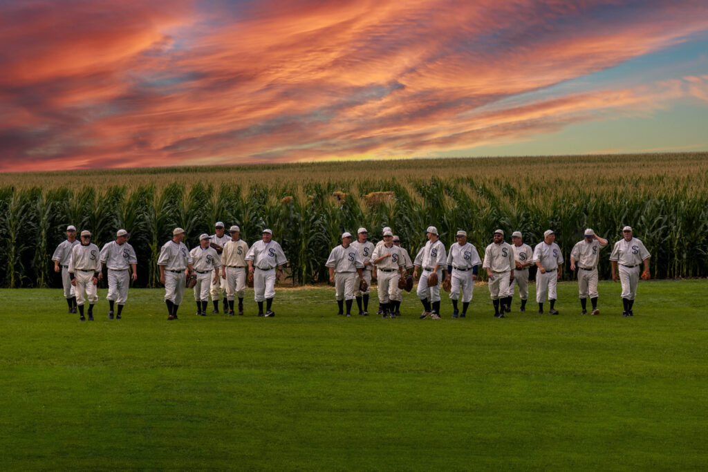 See "ghosts" of the 1919 Chicago "Black Sox" scandal at the Field of Dreams filming location.