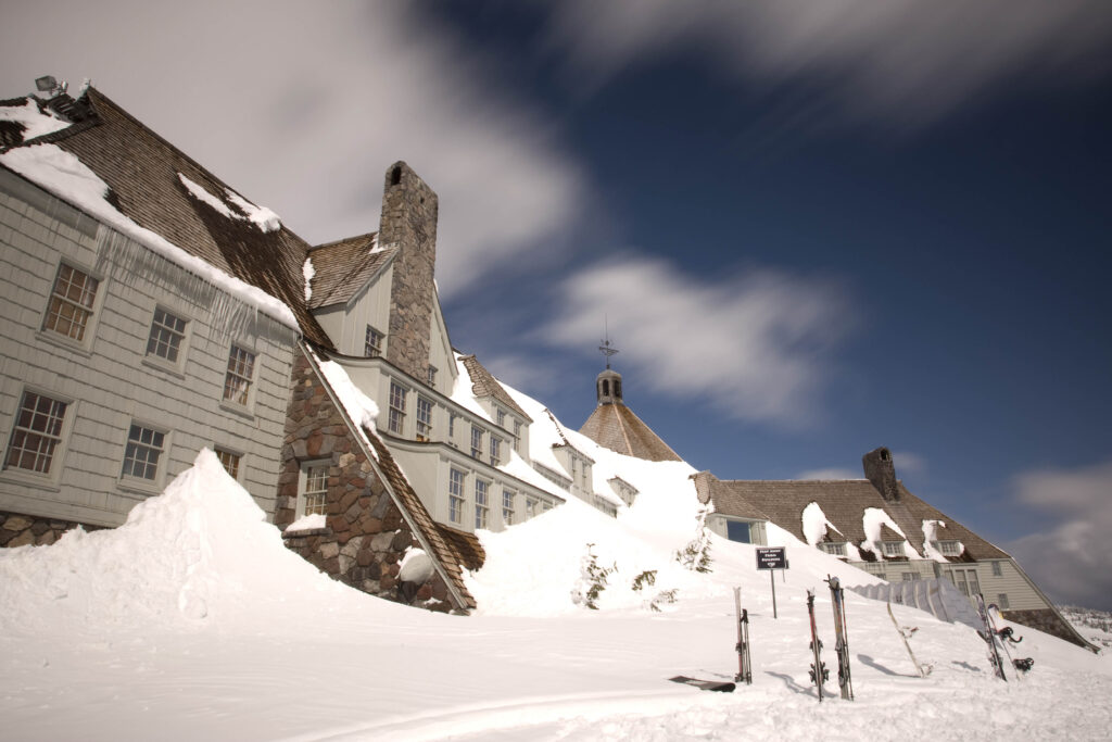The “Overlook” Hotel exterior, ski season